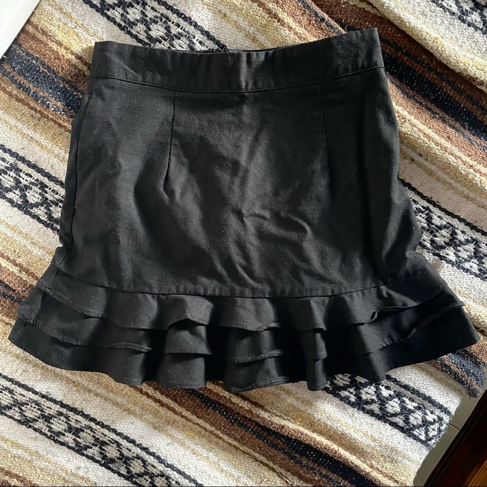 Black Ruffle Mini Skirt